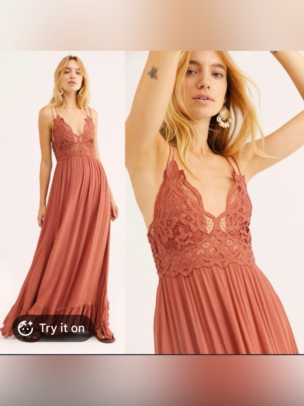 Nwt Free People Adella Coral Rust
Terracotta Maxi Dress size S